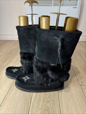 Manitobah Black Fur-Trim Waterproof Women's Boots
